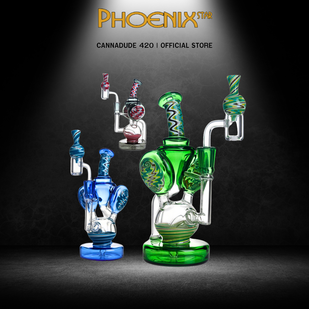 Phoenix Star 8 Inches Recycler Dab Rig With American Northstar Glass Rod & Quartz Banger with Cap