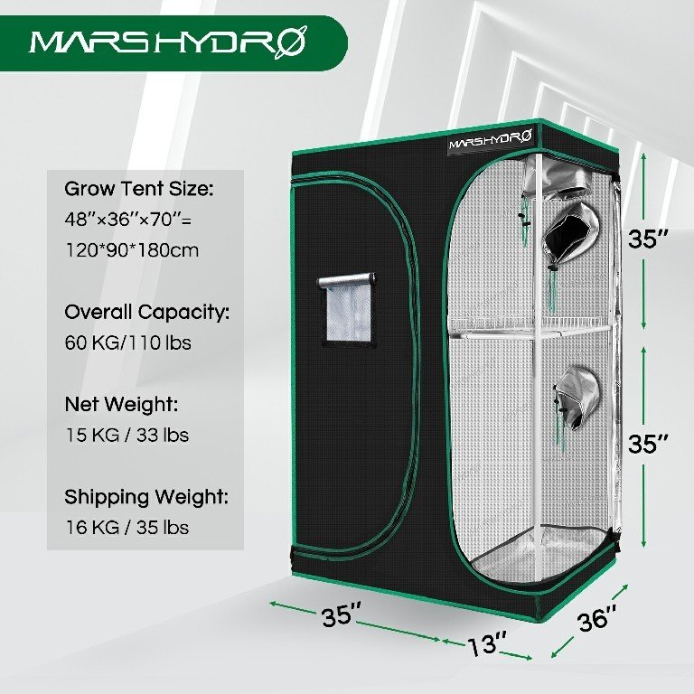 MARS HYDRO 2 IN 1 GROW TENT - 120X90X180 CM