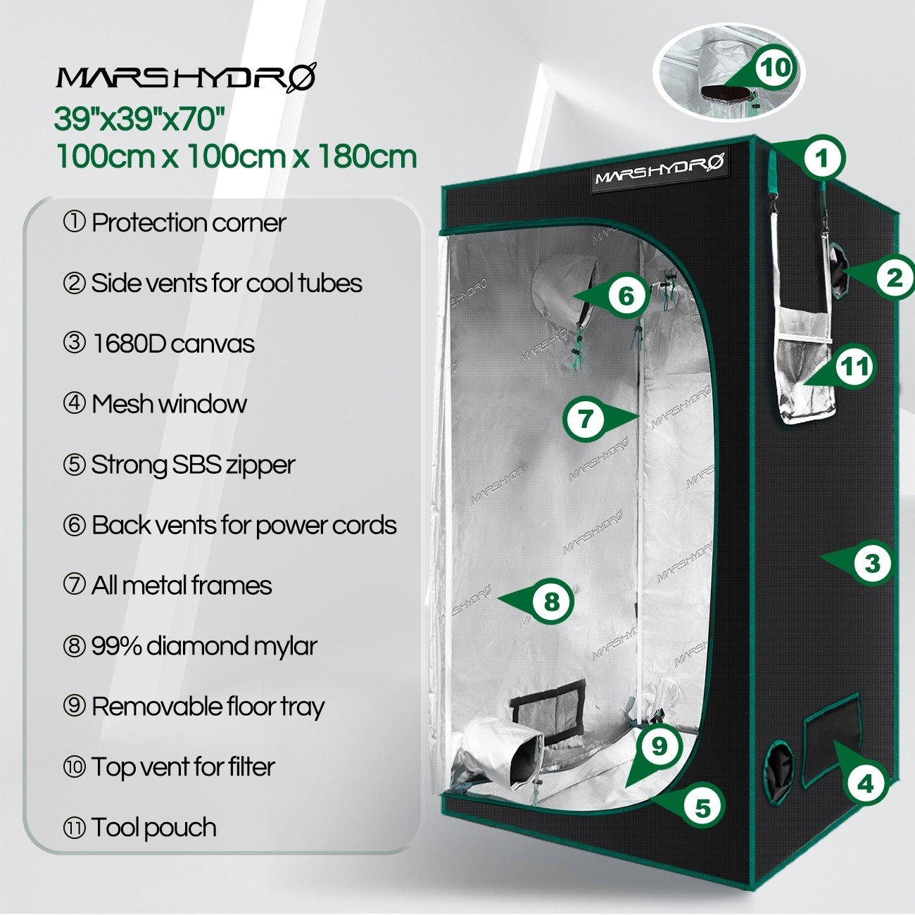 MARS HYDRO GROW TENT - 100X100X180 CM