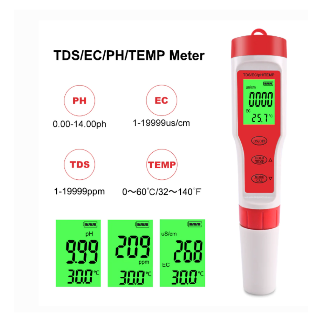 4in1 Waterproof TDS PH EC Temperature Meter