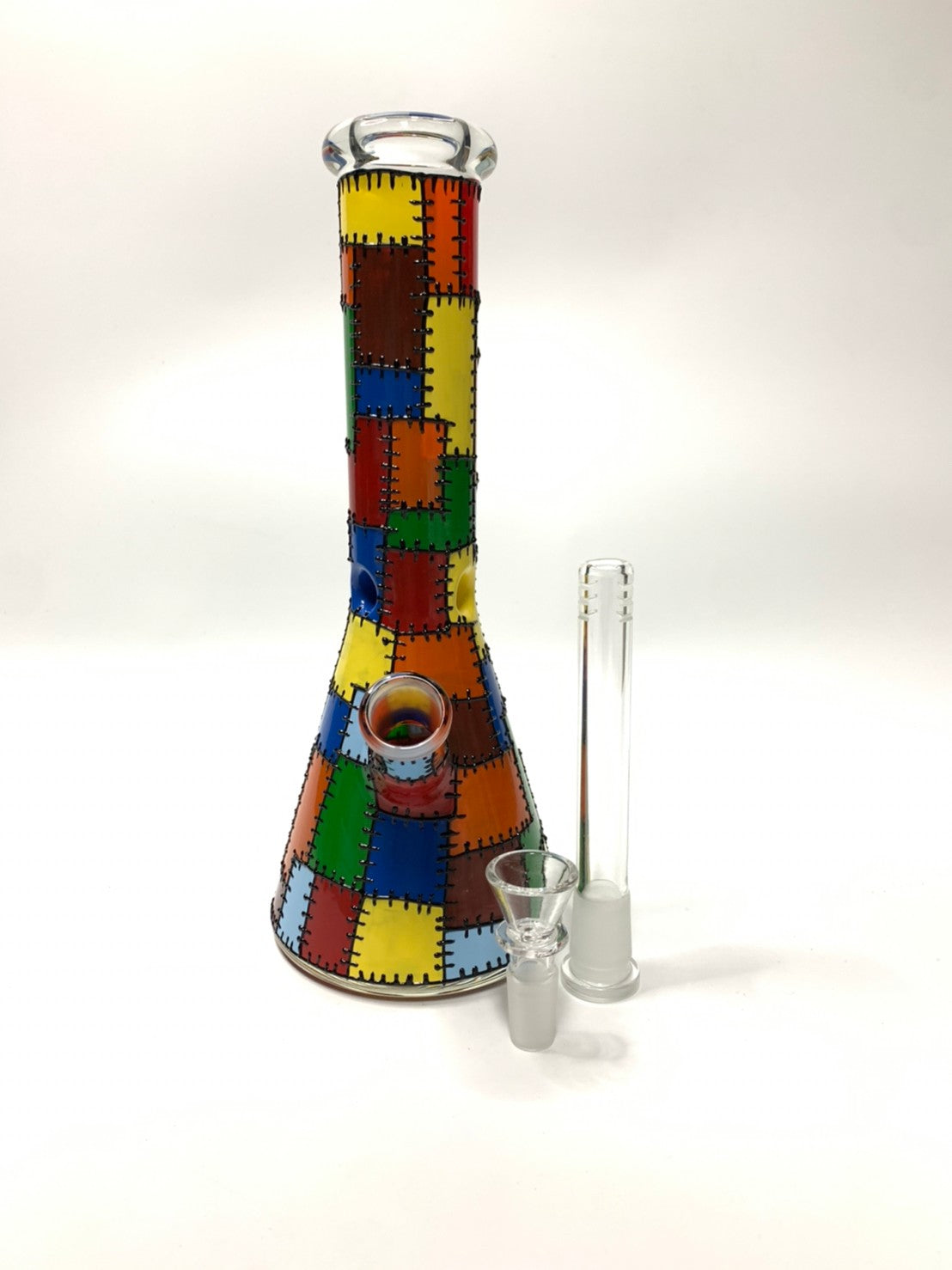 Patch Work Beaker Glass Bong 10 Inches