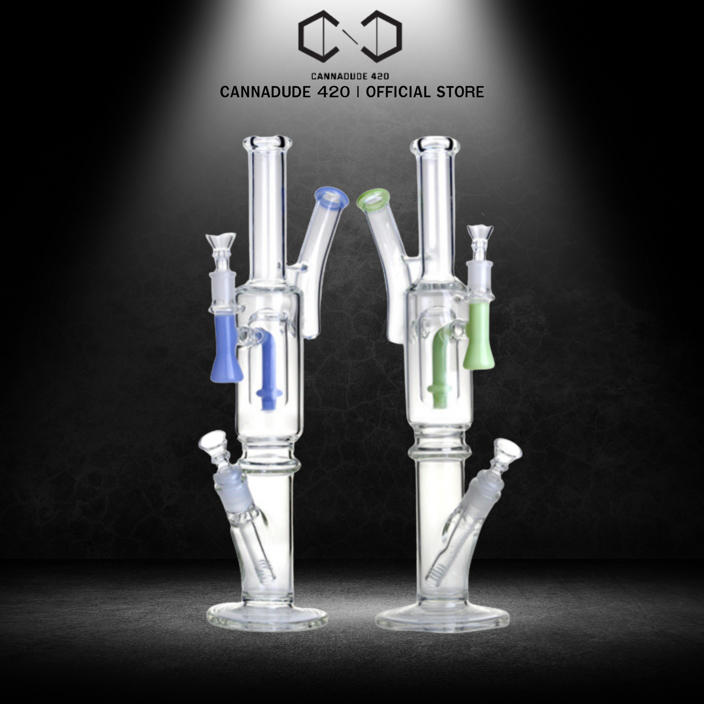 Dual Cylinder Glass Bong x Dab Rig 16 Inches