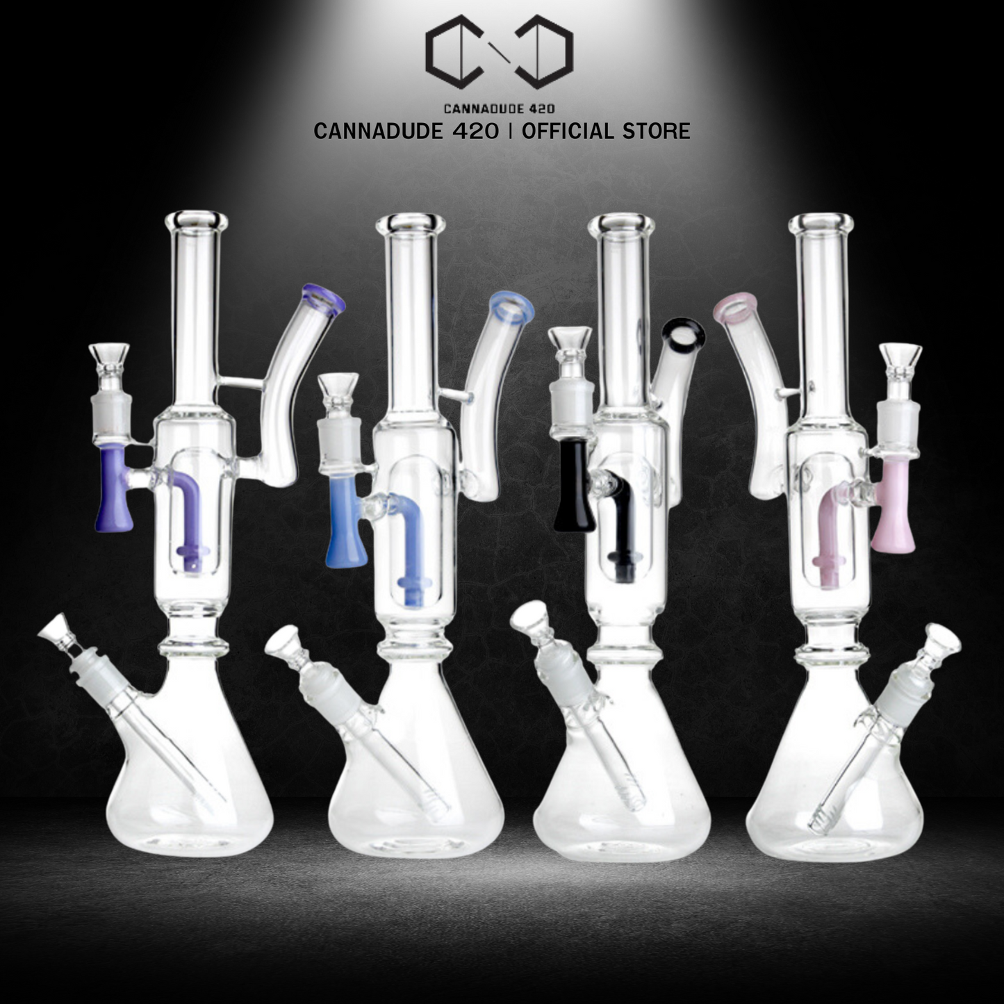 Dual Beaker Glass Bong x Dab Rig 16 Inches