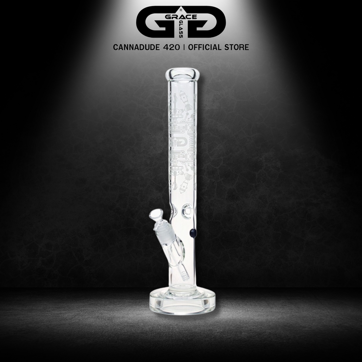 GRACE GLASS Frosted Glass Bong Cylinder Thick Base 17 Inches
