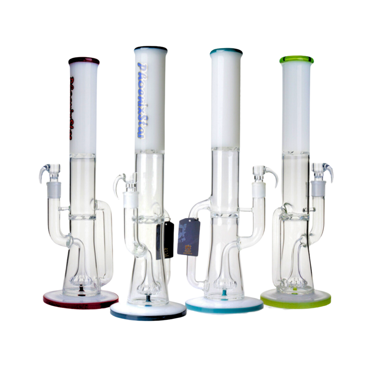 Double Big Turbine Recycler Glass Bong 17"