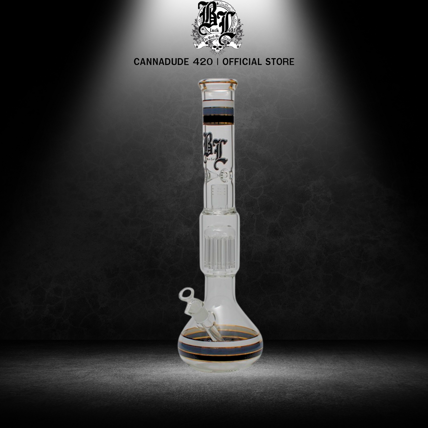 Black Leaf Beaker Glass Bong 18"