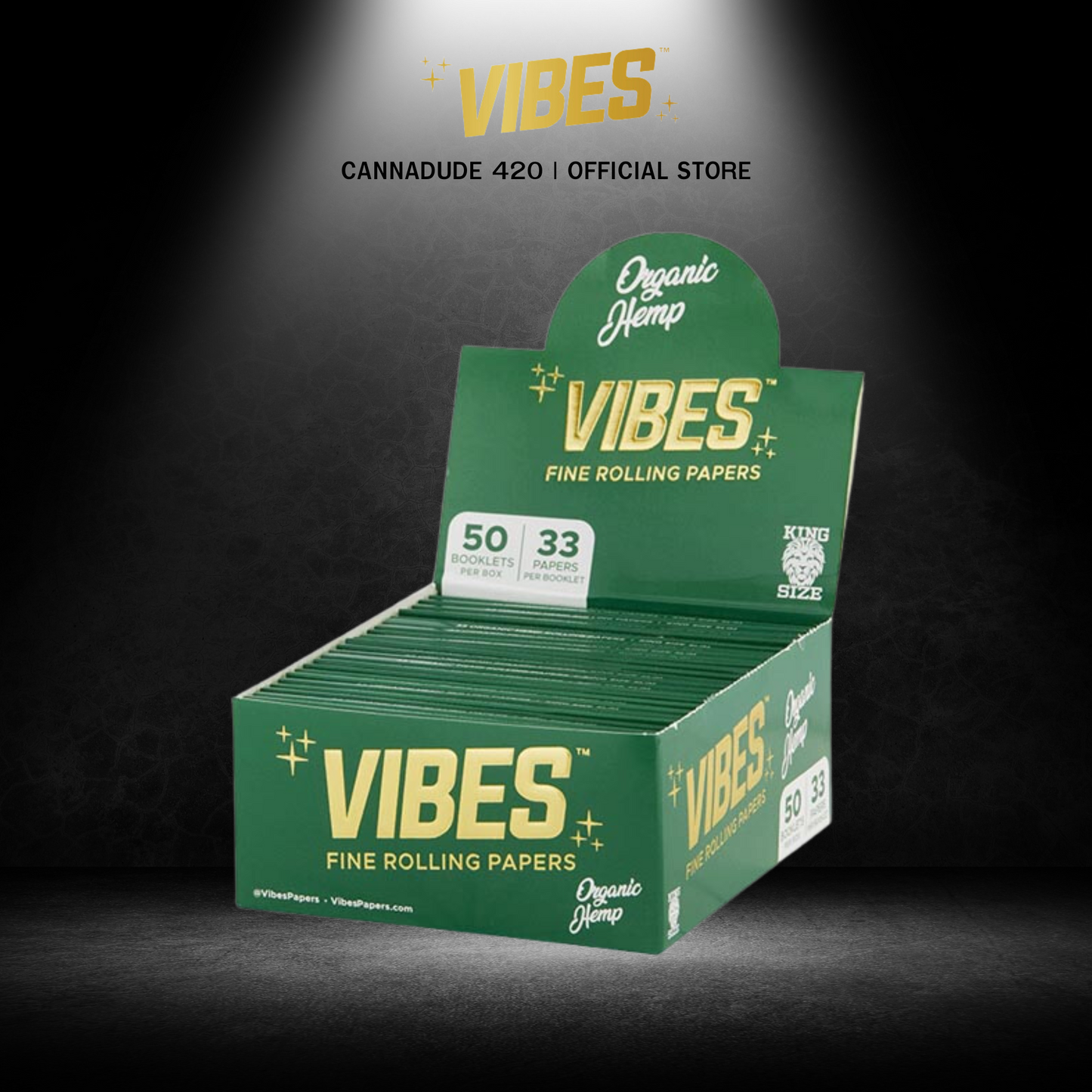 Vibes Organic Hemp Green Rolling Paper King Size