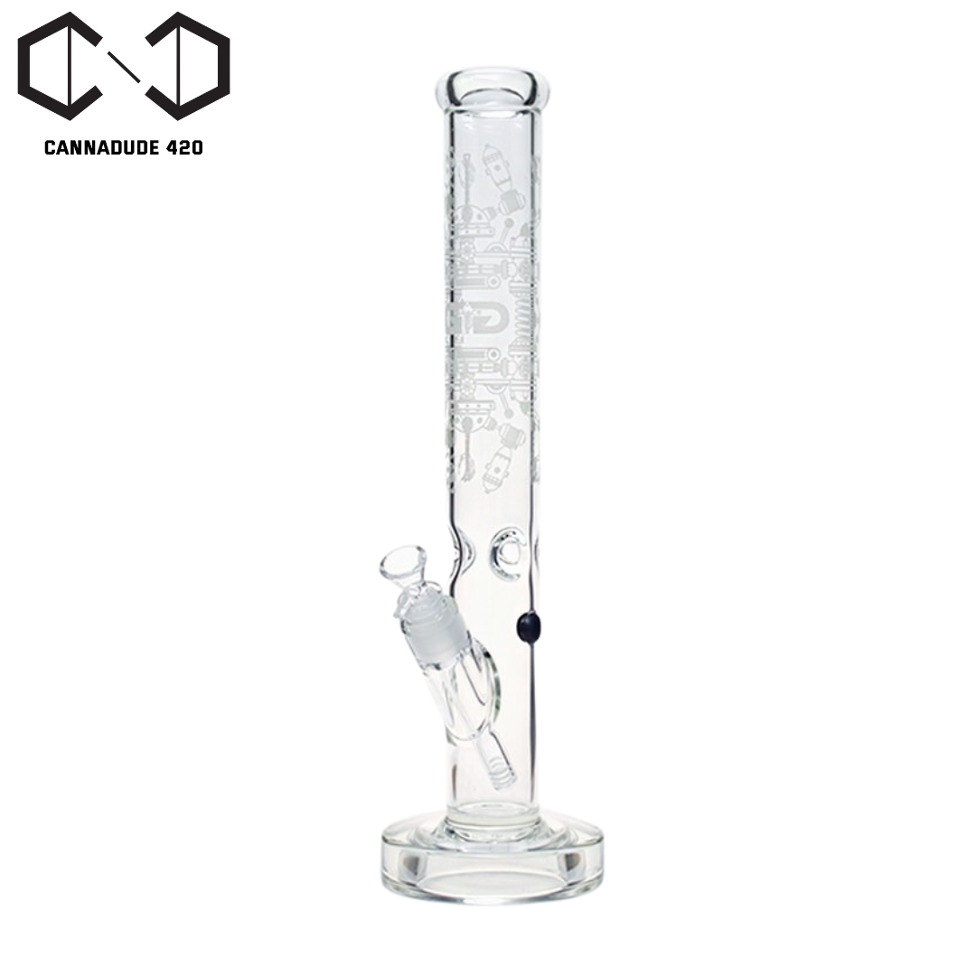 GRACE GLASS Frosted Glass Bong Cylinder Thick Base 17 Inches