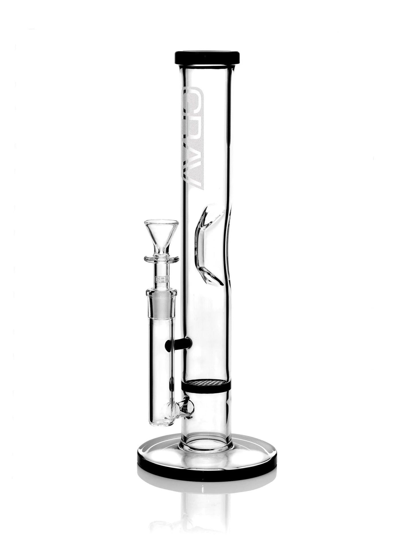 GRAV Straight Base W/ Disc Water Pipe - Black Accent 16.5 Inches