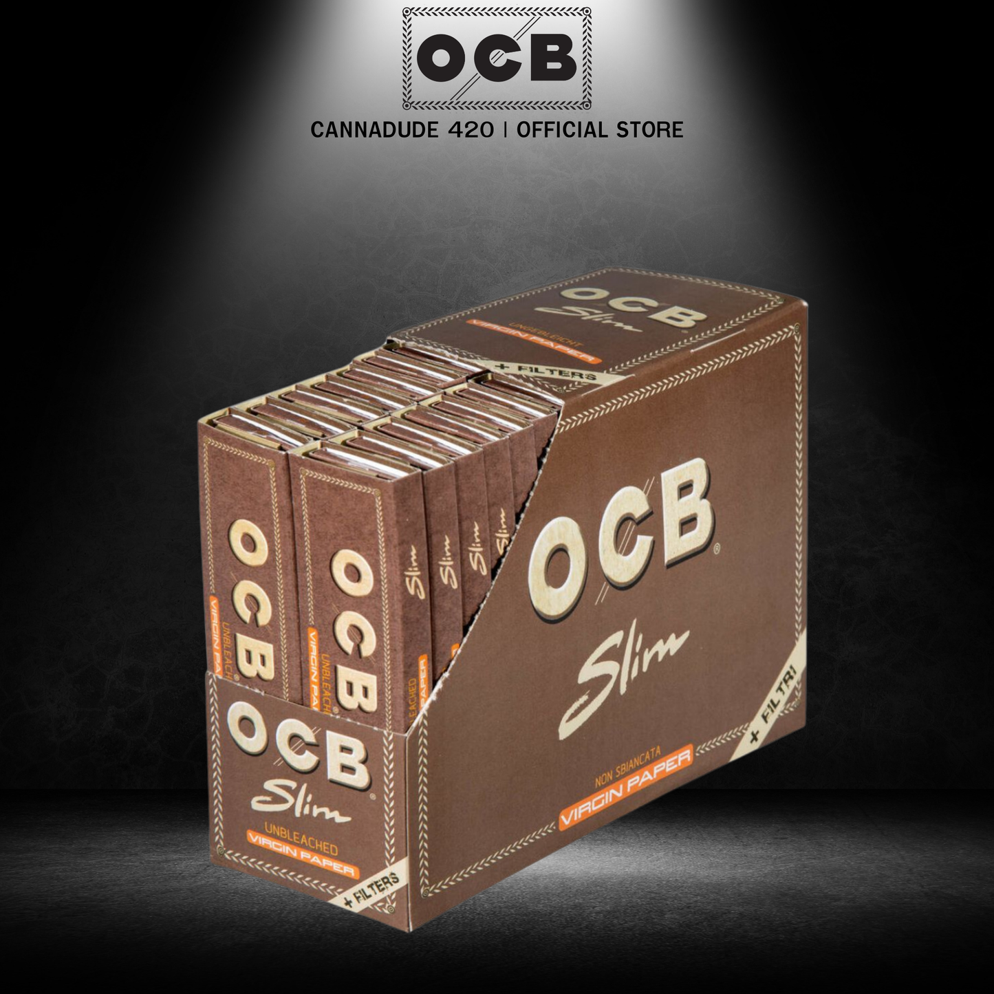 OCB Virgin Unbleached Slim Rolling Paper with Filter Tips King Size