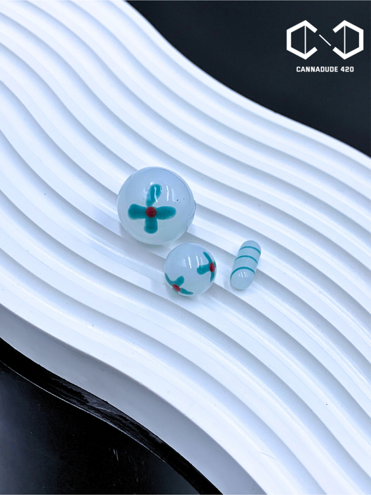 Double X Glass Terp Slurper Marble Set 22mm Carb Cap For Quartz Banger