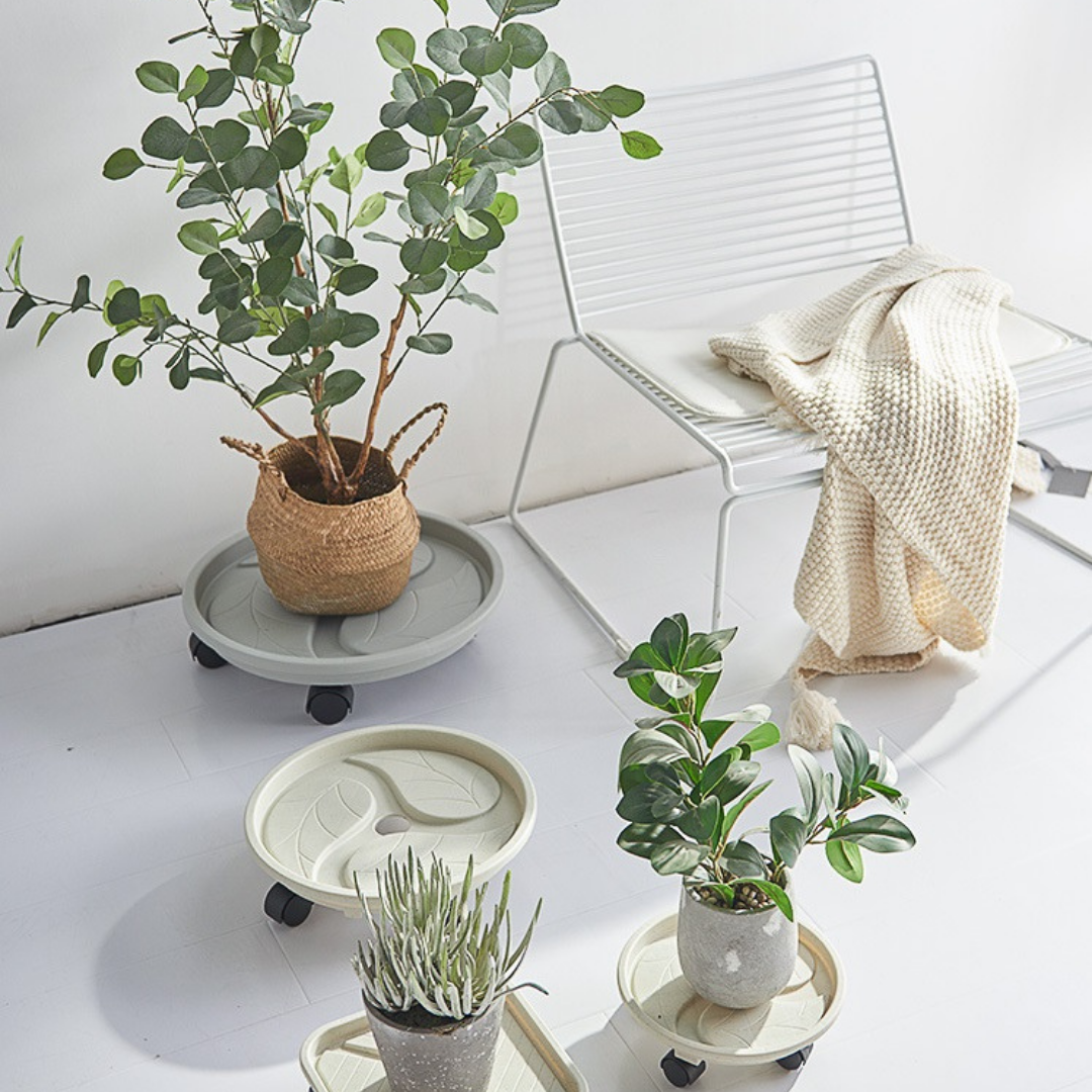 PLANT STAND WITH WHEELS TRAY