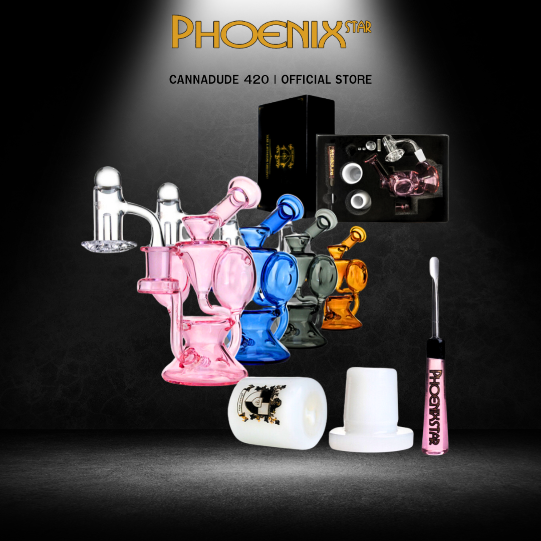 Phoenixstar Dab Kit - 7pcs Smoking Set with Recycler Bong Gift