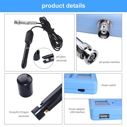 PH-026 Water Monitor  PH / EC / TEMP / TDS / CF
