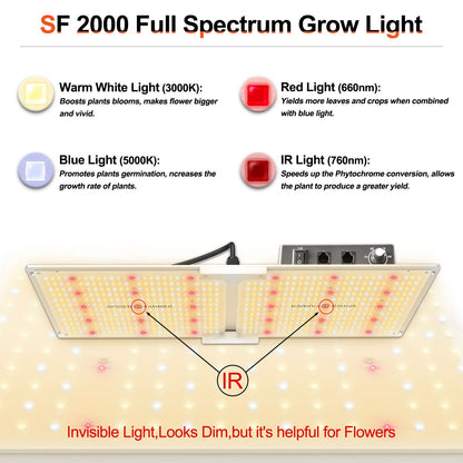 SPIDER FARMER SF2000W 200W LED GROW LIGHT