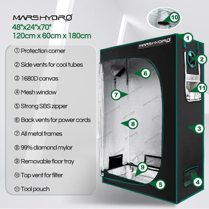 MARS HYDRO GROW TENT - 120x60x180 CM