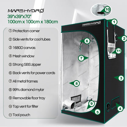 MARS HYDRO GROW TENT - 100X100X180 CM