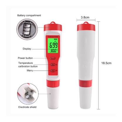 4in1 Waterproof TDS PH EC Temperature Meter