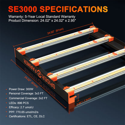 SPIDER FARMER SE3000W 300W LED GROW LIGHT