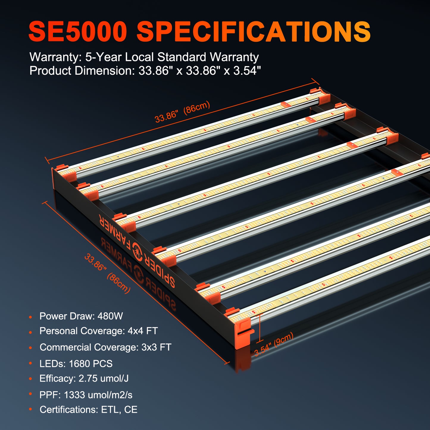 SPIDER FARMER SE5000W 480W LED GROW LIGHT