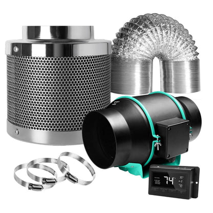 MARS HYDRO 4 INCH INLINE FAN AND CARBON FILTER COMBO WITH THERMOSTAT CONTROLLER