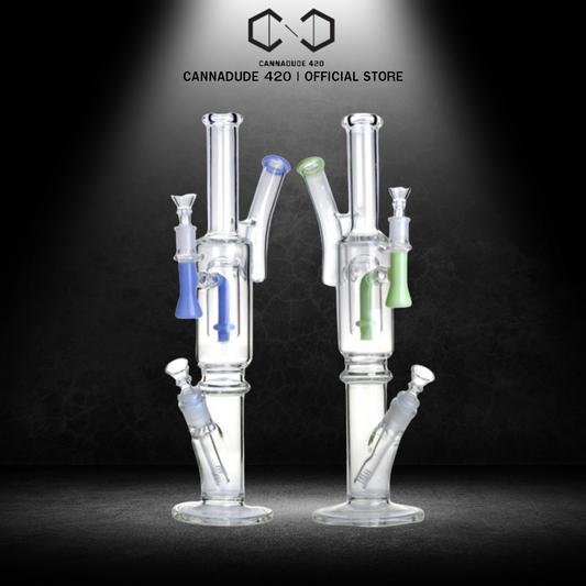 Dual Cylinder Glass Bong x Dab Rig 16 Inches