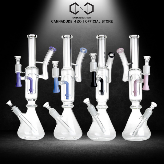 Dual Beaker Glass Bong x Dab Rig 16 Inches