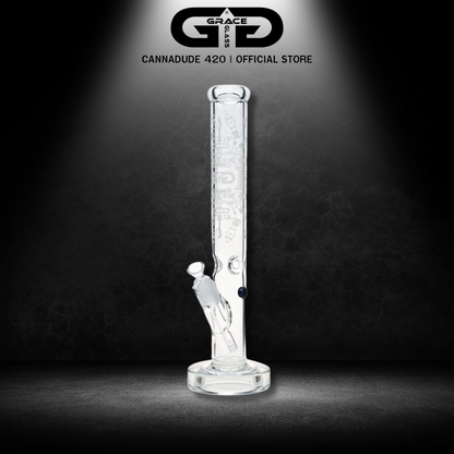 GRACE GLASS Frosted Glass Bong Cylinder Thick Base 17 Inches
