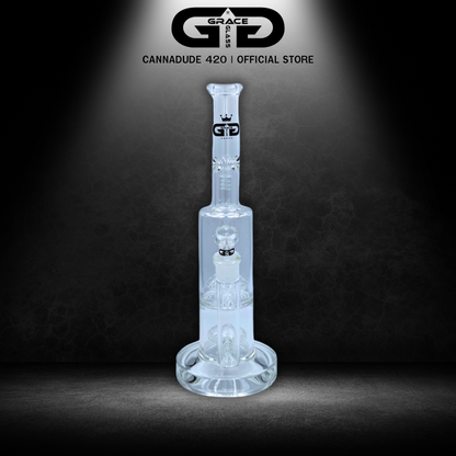 GRACE GLASS Double Perc Water Pipe 14 Inches