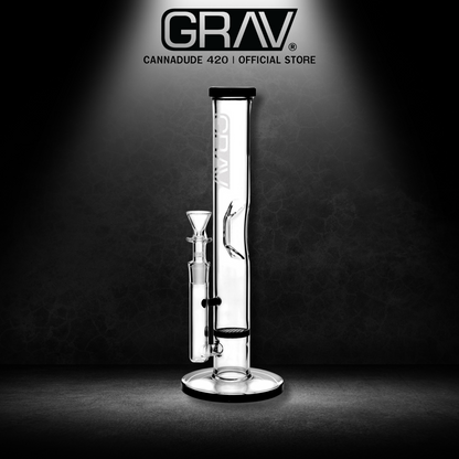 GRAV Straight Base W/ Disc Water Pipe - Black Accent 16.5 Inches