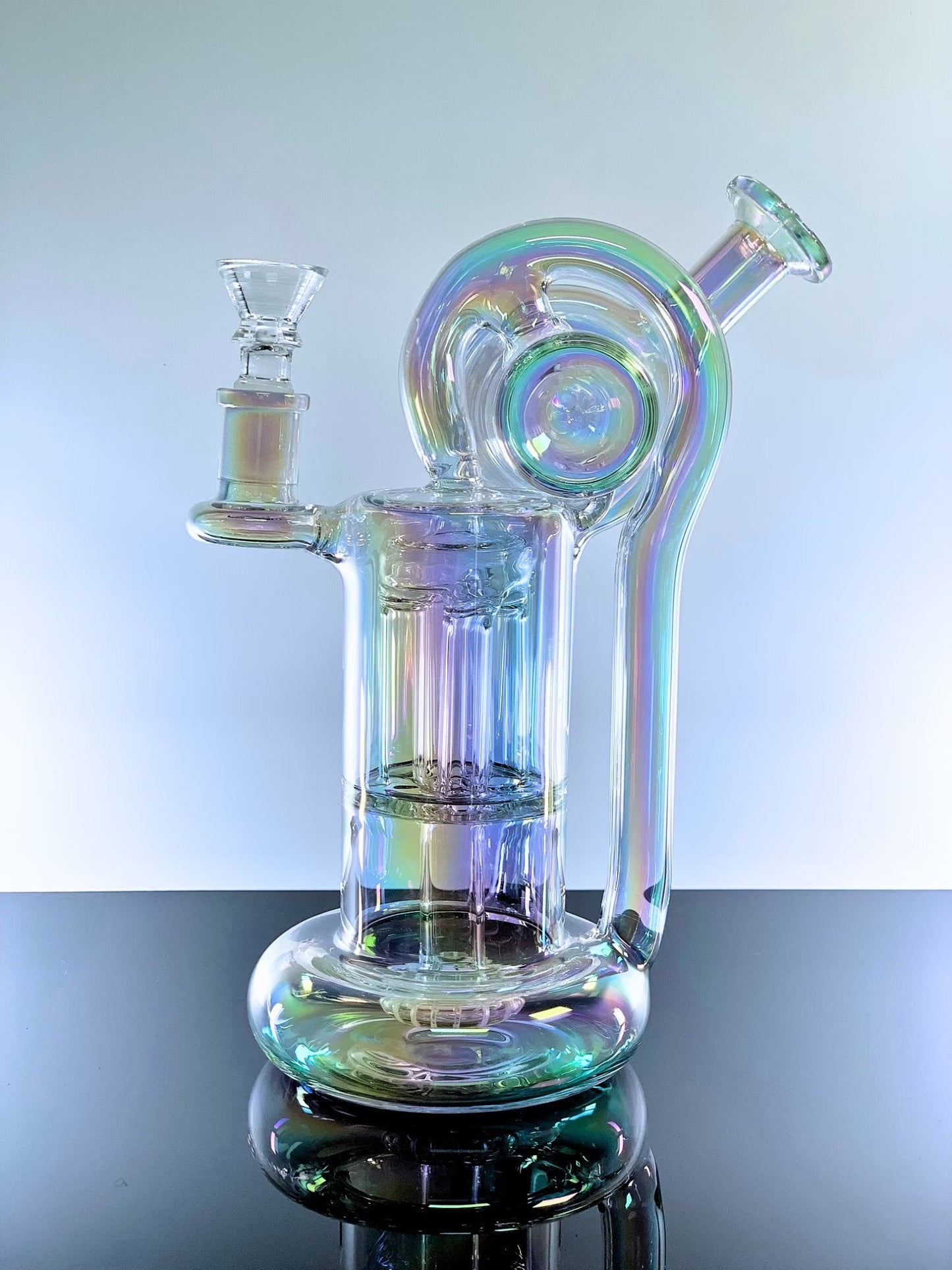 Rainbow Turbo Holographic Recycler Water Pipe 9 Inches