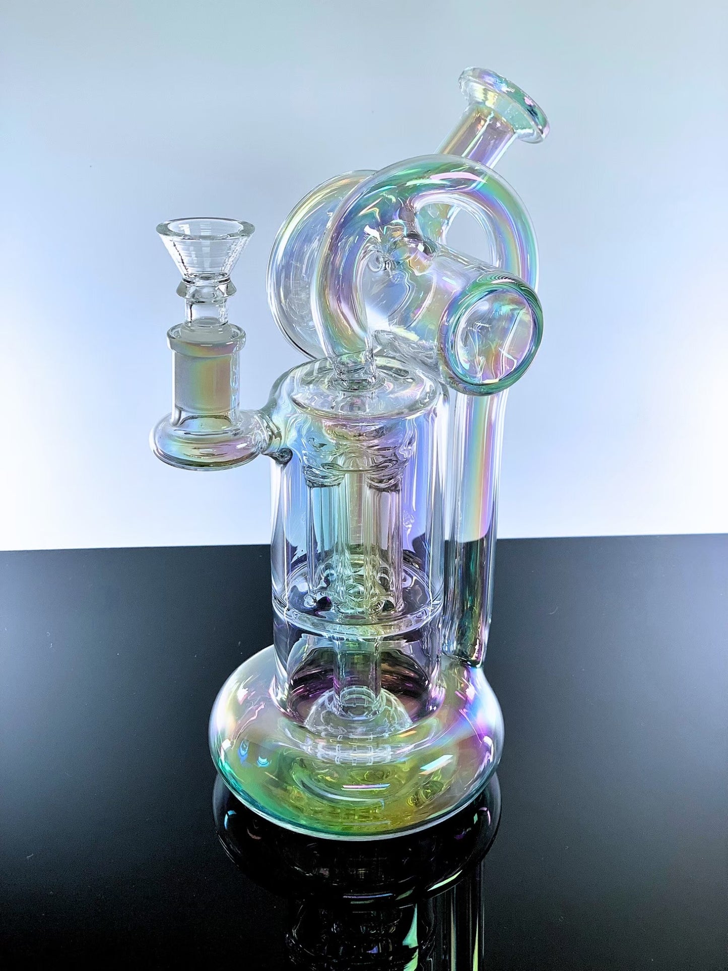 Rainbow Turbo Holographic Recycler Water Pipe 9 Inches