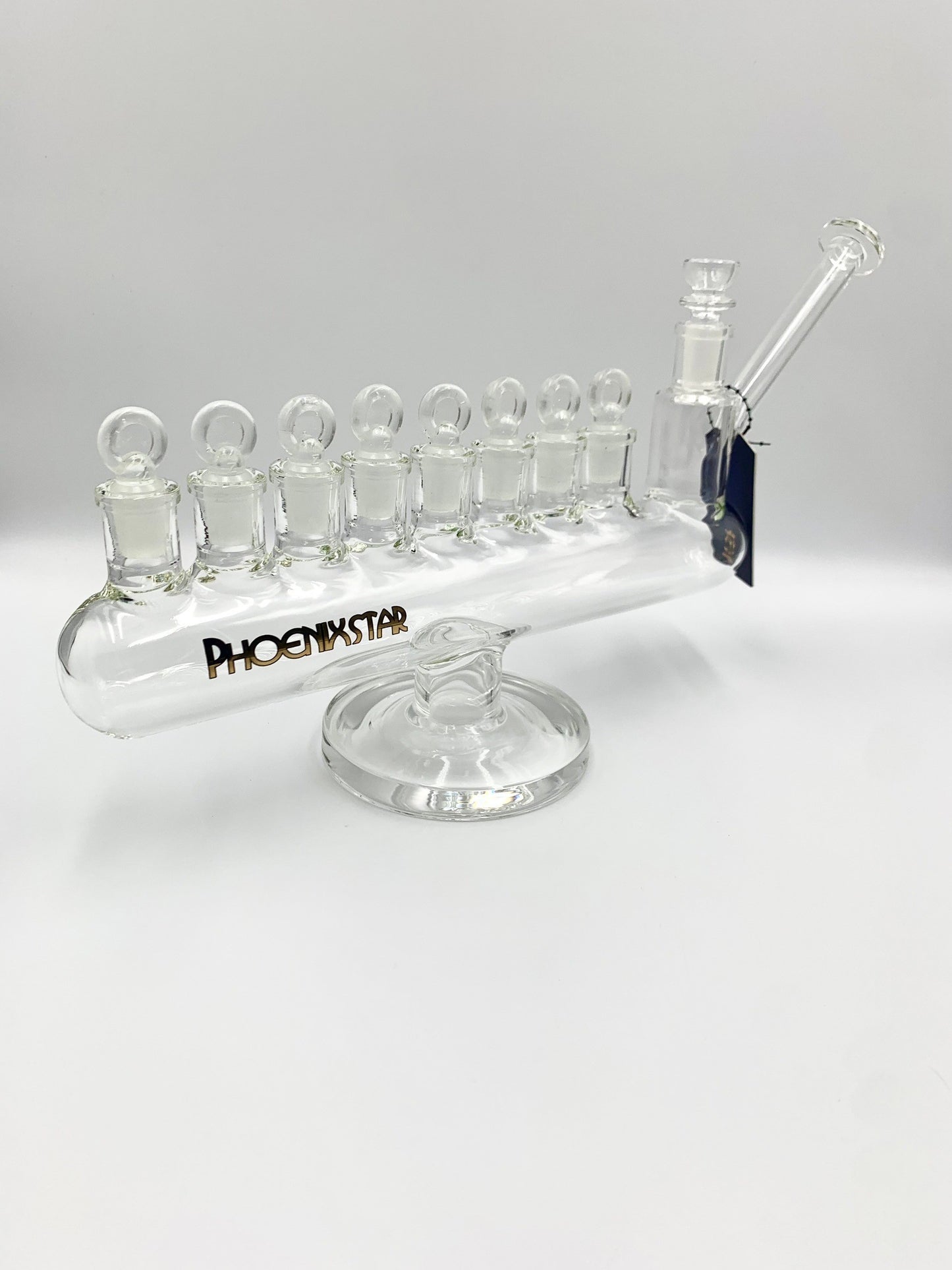 Phoenix Star Menorah Glass Dry Pipe With Eight 14mm Joint