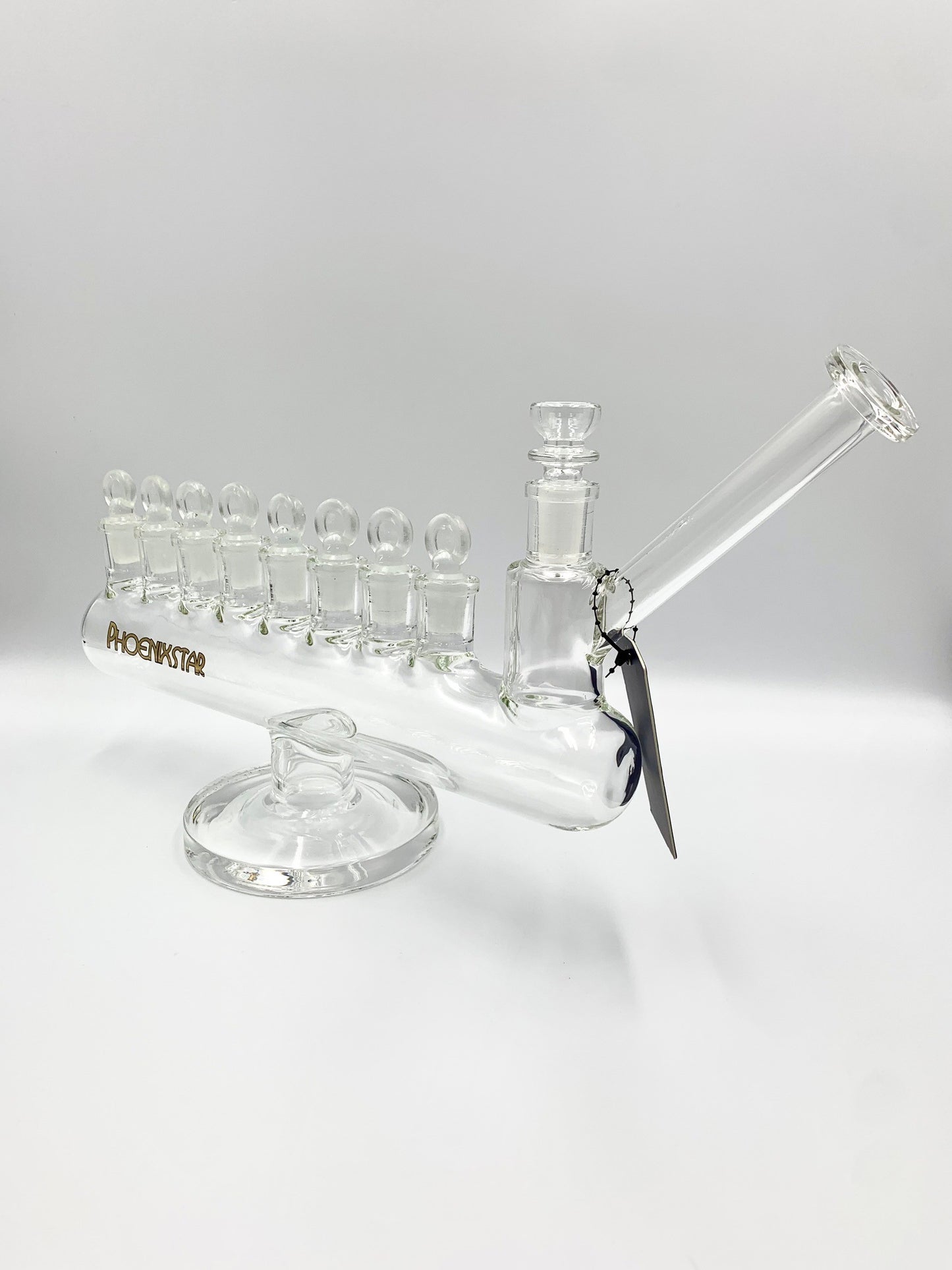 Phoenix Star Menorah Glass Dry Pipe With Eight 14mm Joint