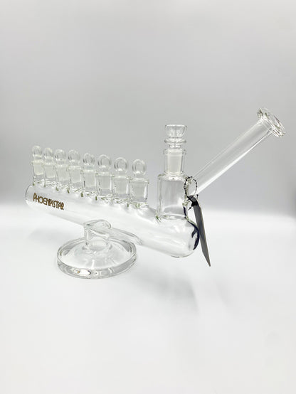 Phoenix Star Menorah Glass Dry Pipe With Eight 14mm Joint