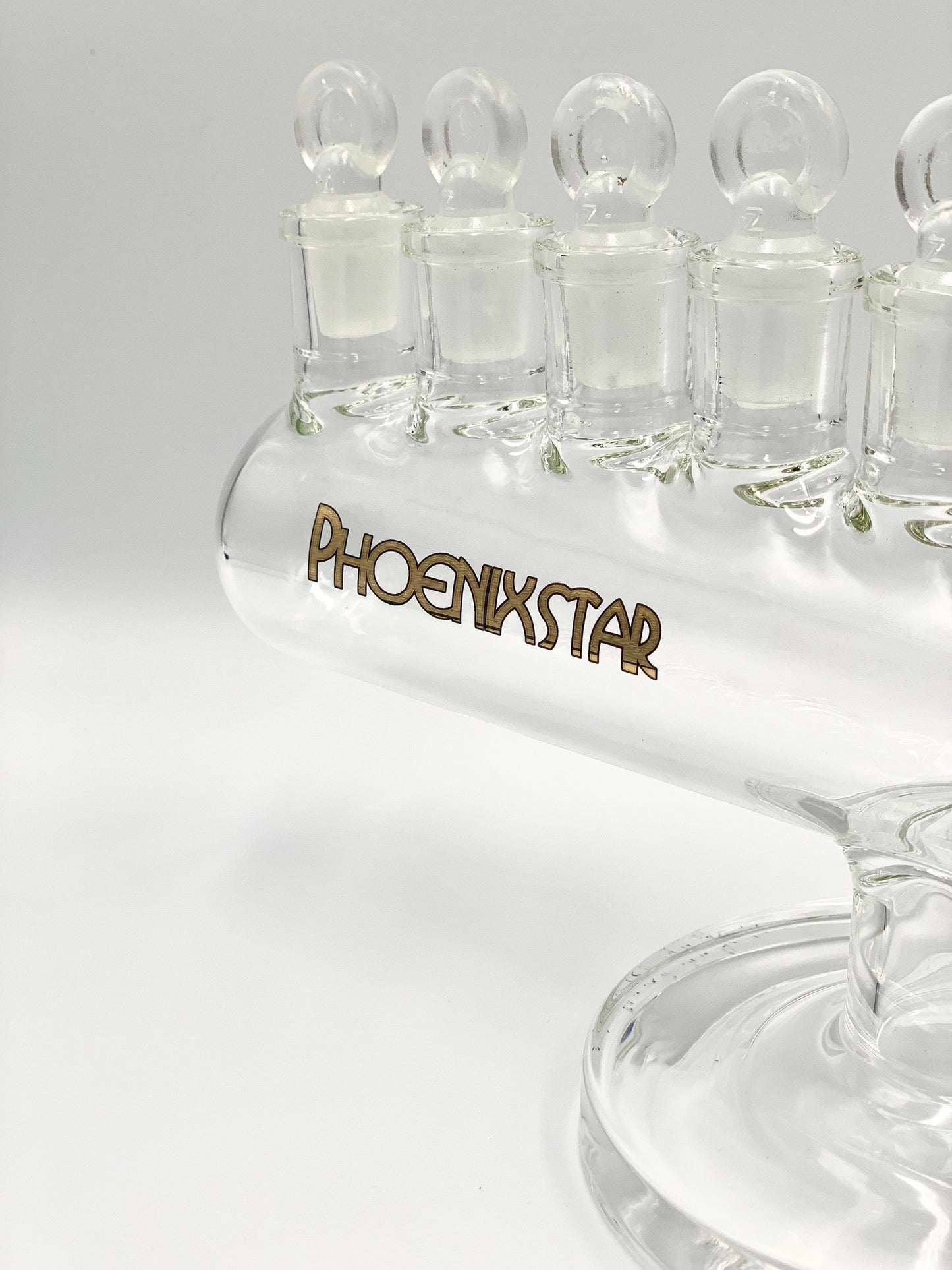 Phoenix Star Menorah Glass Dry Pipe With Eight 14mm Joint