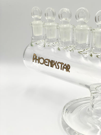Phoenix Star Menorah Glass Dry Pipe With Eight 14mm Joint