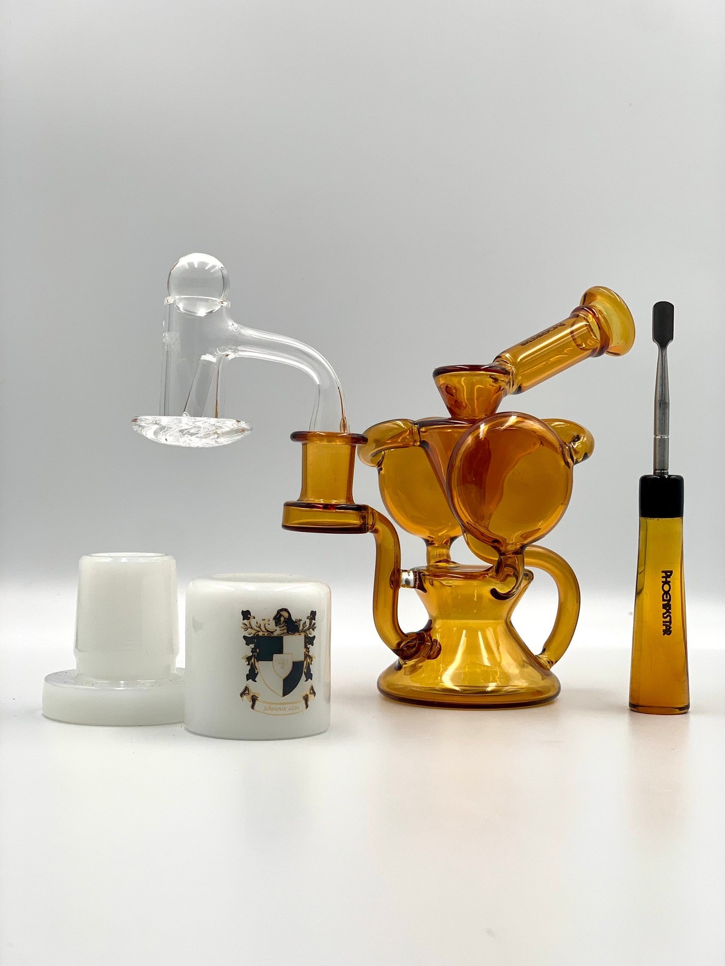 Phoenixstar Dab Kit - 7pcs Smoking Set with Recycler Bong Gift