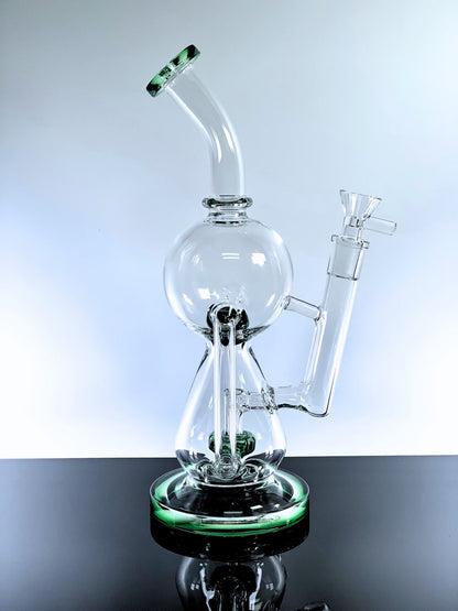 Recycler Double Bubble Glass Ball Inside Dab Rig 11 Inches