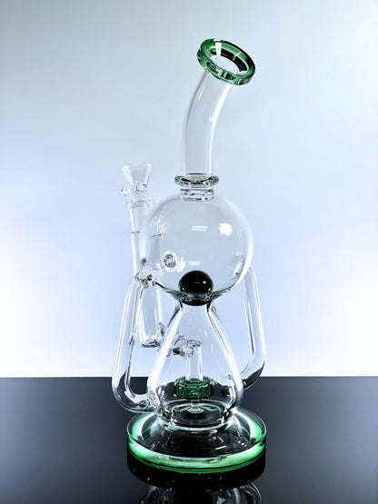Recycler Double Bubble Glass Ball Inside Dab Rig 11 Inches
