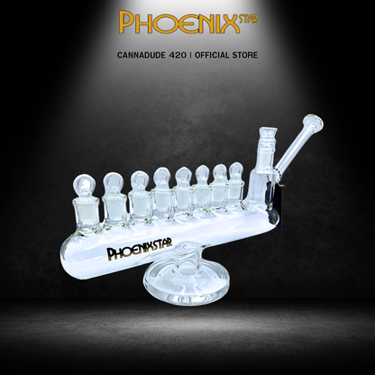 Phoenix Star Menorah Glass Dry Pipe With Eight 14mm Joint