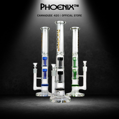 Cylinder Pressing Crystal Thick Base 3 Percs Glass Bong 14"