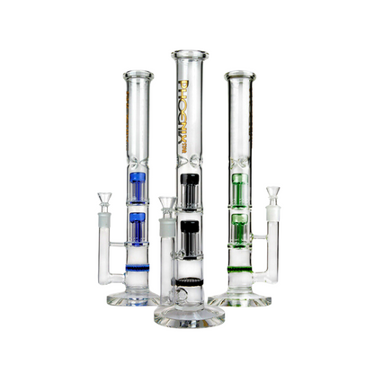 Cylinder Pressing Crystal Thick Base 3 Percs Glass Bong 14"