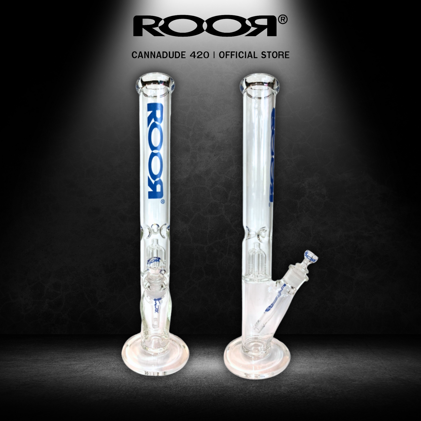 ROOR Straight Arm Perc Glass Bong 18 Inches