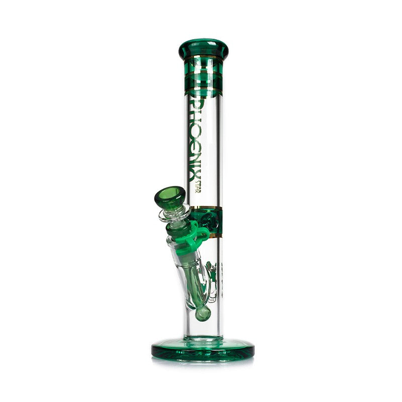 PHOENIX STAR Cylinder Block Base Glass Bong Colorful Straight 12 Inches