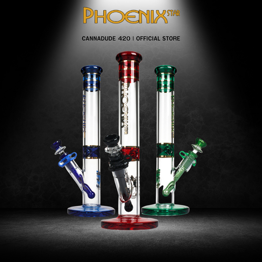 PHOENIX STAR Cylinder Block Base Glass Bong Colorful Straight 12 Inches